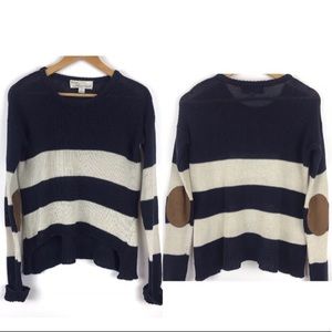 Vintage Havana | Suede Elbow Striped Knit High Low